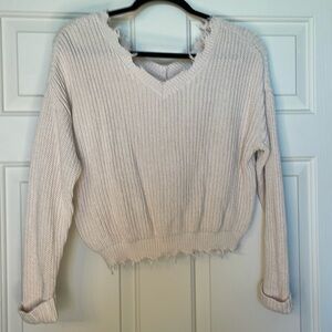 SOLDCream Distressed Sweater
